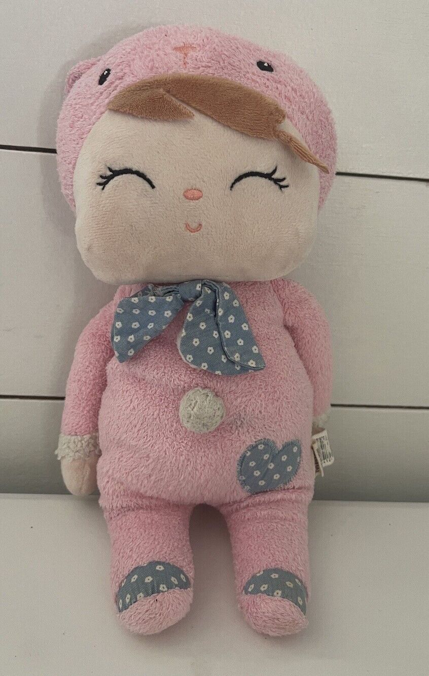 Metoo Pink Bunny Girl Doll Sleepy Pajama Soft Baby Toy Sewn On Eyes